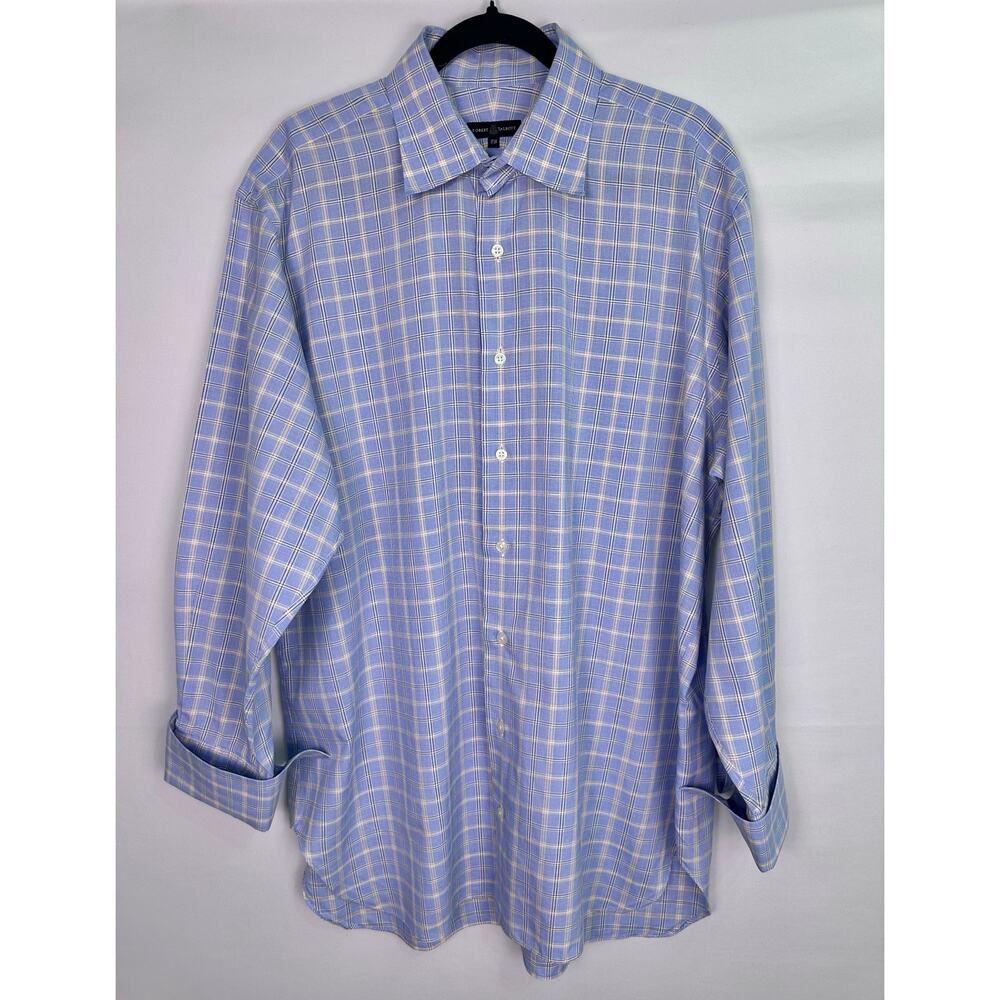 Robert Talbott Blue Plaid Dress Shirt French Cuffs Size XL (17/34) - Picture 2 of 11